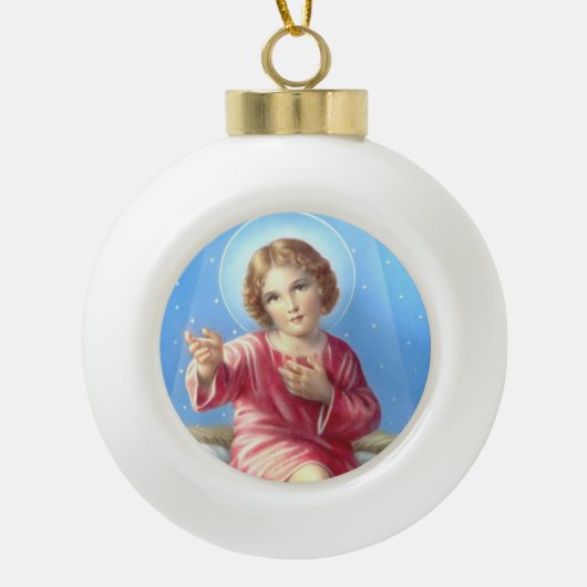 Baby-Jesus-Weihnachtsverzierung Keramik Kugel-Ornament (Vorderseite)