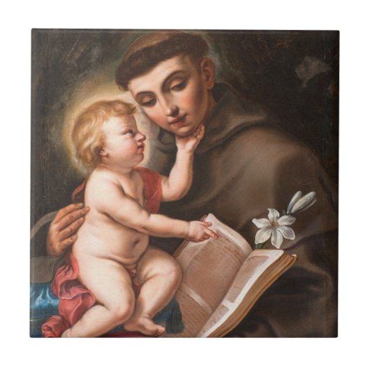 Baby Jesus With St. Anthony Of Padua Fliese (Vorderseite)