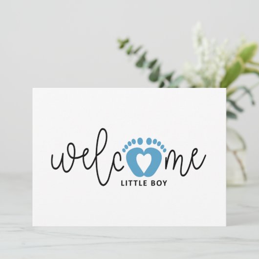 Baby jongen is geboren. geboortekaartjes. kaart (Stehend Vorderseite)