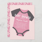 Baby Jumpsuit| Rosa| Einladung zur Kinderdusche (Vorne/Hinten)