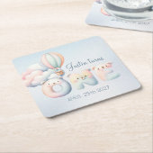 Baby Junge 1. Geburtstag Teddybär Heißluftballon Rechteckiger Pappuntersetzer (angewinkelt)