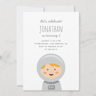 Baby-Junge-Astronaut. Kinderspielplatz Geburtstags Einladung