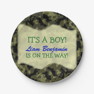 Baby-Junge - Camouflage-Themed Baby-Dusche Pappteller