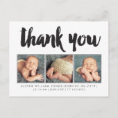 Baby-Junge danken Ihnen der 3 Ankündigungspostkarte (Vorderseite)