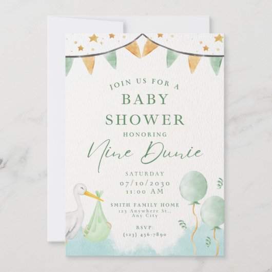 Baby Junge Dusche Einladung Tier (Vorderseite)