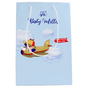 Baby-Junge-Flugzeugpilot Mittlere Geschenktüte