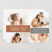 Baby-Junge Foto Collage Terra Cotta Orange Dankeskarte (Vorne/Hinten)