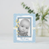 Baby-Junge Foto dankt für Geschenk mit Schmetterli Postkarte (Stehend Vorderseite)
