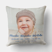 Baby-Junge Foto & GEBURT STATS Kinderzimmer Kopfki Kissen (Rückseite)