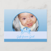 Baby-Junge-Foto-Geschenk aus dem Blue-Bogen-Bibel- Postkarte (Vorderseite)