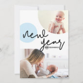 Baby-Junge Fotos Neujahr Neuanfang blau Ankündigung (Vorderseite)