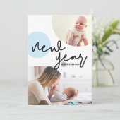Baby-Junge Fotos Neujahr Neuanfang blau Ankündigung (Stehend Vorderseite)