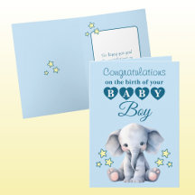 Baby-Junge Gratulation Elefant blau