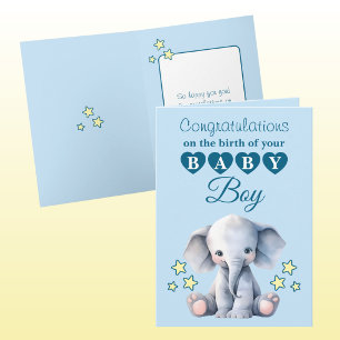 Baby-Junge Gratulation Elefant blau Karte