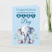 Baby-Junge Gratulation Elefant blau Karte (Vorderseite)