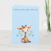 Baby-Junge Gratulation Giraffe blau Karte (Rückseite)