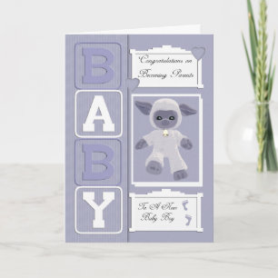 Baby-Junge gratulieren kleinen Schafen Karte