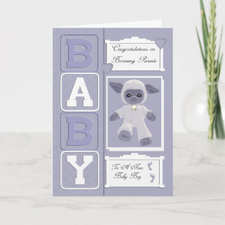 Baby-Junge gratulieren kleinen Schafen Karte