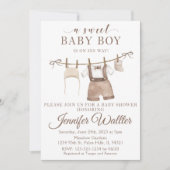 Baby Junge Hängekleidung Baby Dusche Einladung (Vorderseite)