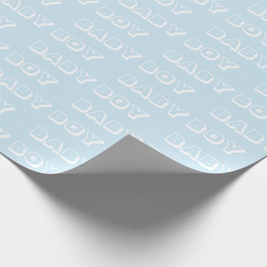 Baby-Junge hellblauer individuelle Name-Text Geschenkpapier (Ecke)