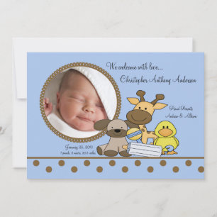 Baby-Junge spielt FOTO Geburts-Mitteilung Ankündigung