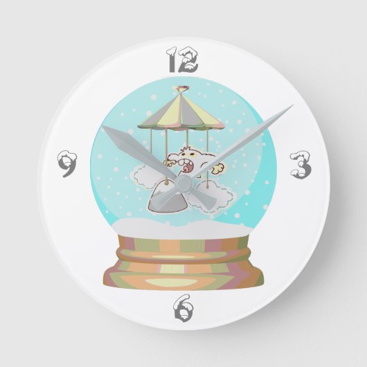 Baby Junge Winterschnee Yeti Schneedecke Runde Wanduhr (Vorderseite)