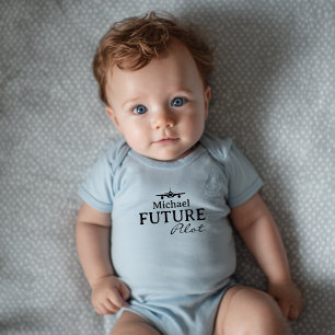 Baby-Junge zukünftiger Pilot Flugzeug Blau Persona Baby Strampler