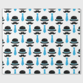 Baby-Jungen-blauer Schnurrbart Lil kleiner Mann Geschenkpapier (Flach)