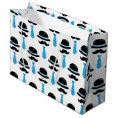 Baby-Jungen-blauer Schnurrbart Lil kleiner Mann Große Geschenktüte (Vorderseite Schrägansicht)