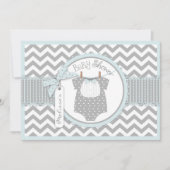 Baby-Jungen-Bogen-Krawatten-Zickzack Einladung (Vorderseite)