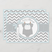 Baby-Jungen-Bogen-Krawatten-Zickzack Einladung (Vorne/Hinten)