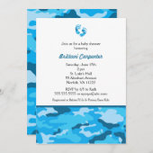 Baby-Jungen-lädt blaue Tarnungs-Dusche Füße Einladung (Vorne/Hinten)