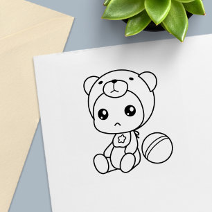 Baby-Jungen-Mädchen-Bär-Overall Color Me Permastempel