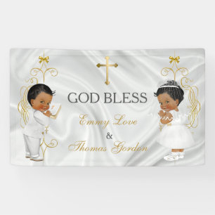 Baby Jungen & Mädchen Zwillinge Taufe Christening Banner