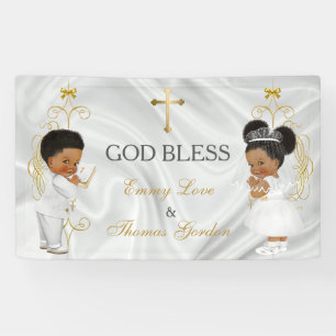 Baby Jungen & Mädchen Zwillinge Taufe Christening Banner