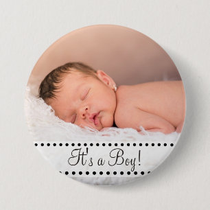 Baby-Jungen-Name und Foto-Magnet-Gelb Button