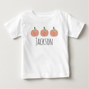 Baby Jungen Orange Gingham-Kürbis-Trio  T-shirt