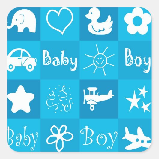 Baby Jungen Quadratischer Aufkleber (Vorderseite)
