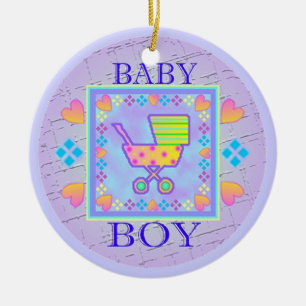 Baby-Jungen-Save the Date Verzierung Keramik Ornament