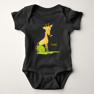 Baby-Jungenwatercolor-Giraffen-personalisiertes Baby Strampler
