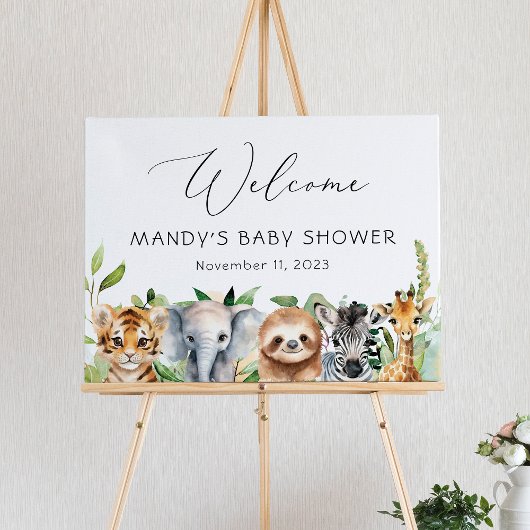 Baby Jungle Animals Babydusche Begrüßungszeichen Poster