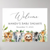 Baby Jungle Animals Babydusche Begrüßungszeichen Poster (Vorne)