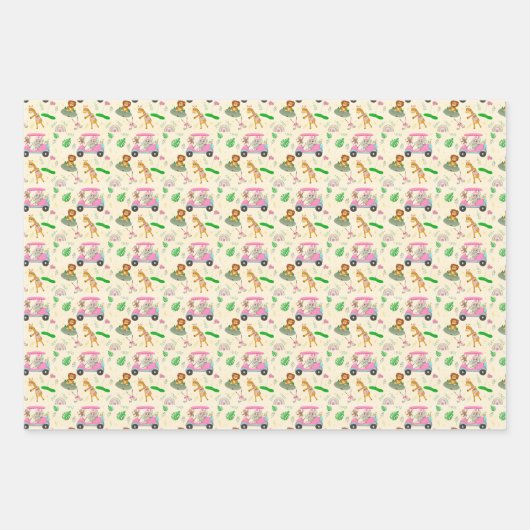 Baby Jungle Animals Golfing Baby Dusche Geschenkpapier Set (Vorderseite 3)