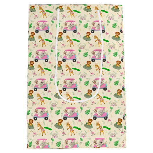 Baby Jungle Animals Golfing Baby Dusche Mittlere Geschenktüte (Rückseite)