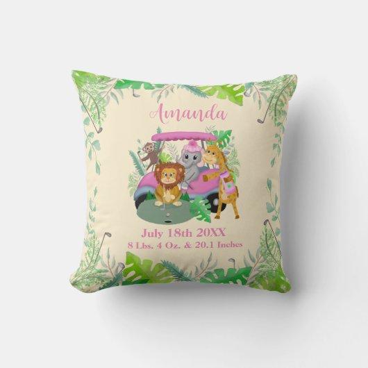 Baby Jungle Animals Golfpink Kissen (Vorderseite)