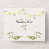 Baby Jungle Elephant Baby Dusche All In One Einladung (Rückseite)