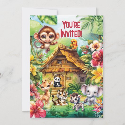 Baby Jungle Party Einladung (Vorderseite)