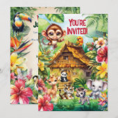 Baby Jungle Party Einladung (Vorne/Hinten)
