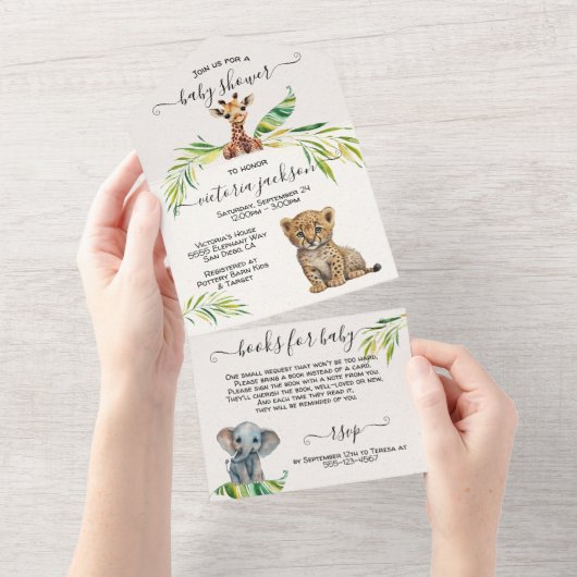 Baby Jungle Safari Baby Dusche All In One Einladung (Abreißen)