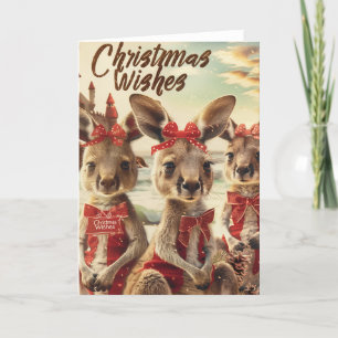Baby Kangaroo Christmas Digital Art Feiertagskarte